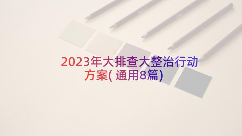 2023年大排查大整治行动方案(通用8篇)