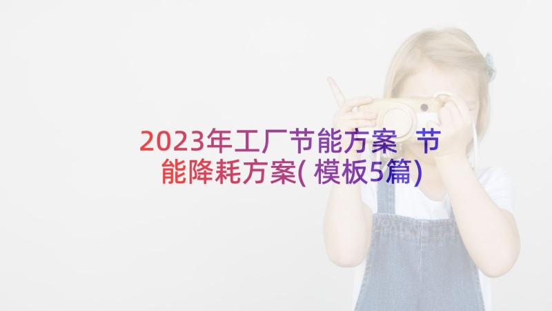 2023年工厂节能方案 节能降耗方案(模板5篇)