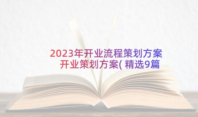 2023年开业流程策划方案 开业策划方案(精选9篇)