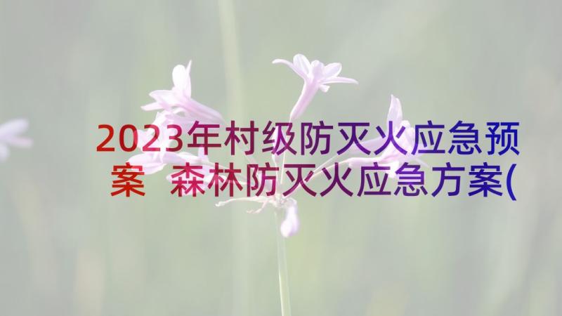 2023年村级防灭火应急预案 森林防灭火应急方案(汇总6篇)