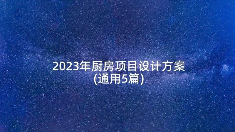 2023年厨房项目设计方案(通用5篇)