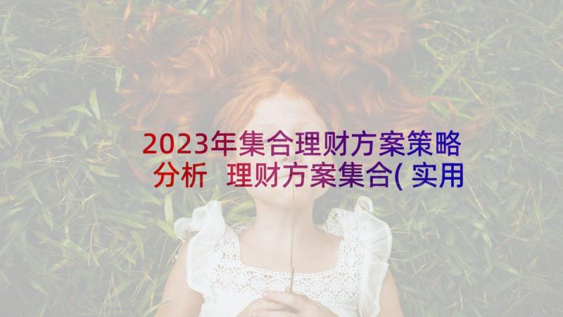 2023年集合理财方案策略分析 理财方案集合(实用5篇)