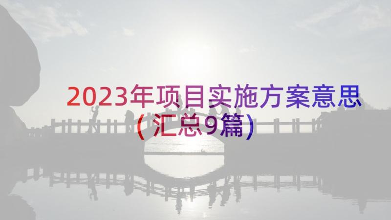 2023年项目实施方案意思(汇总9篇)