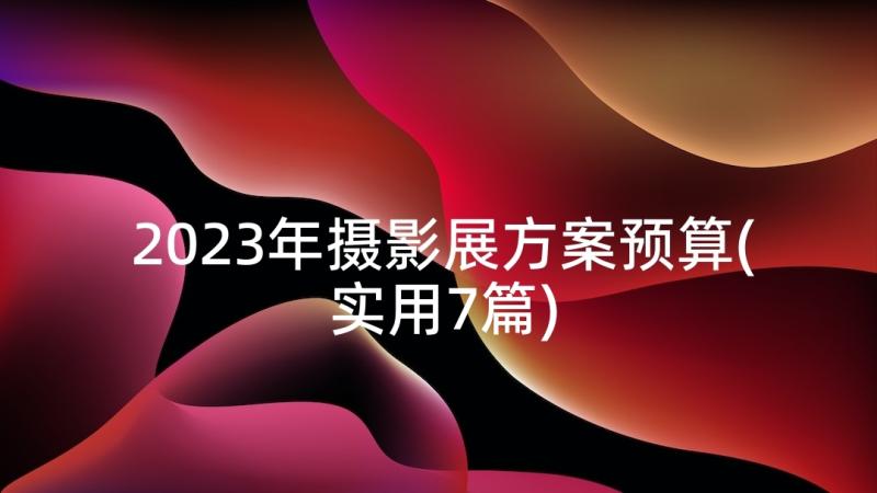 2023年摄影展方案预算(实用7篇)