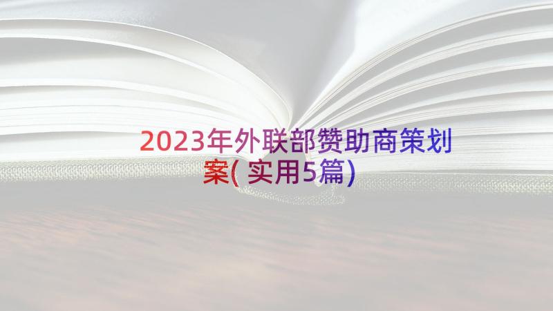 2023年外联部赞助商策划案(实用5篇)