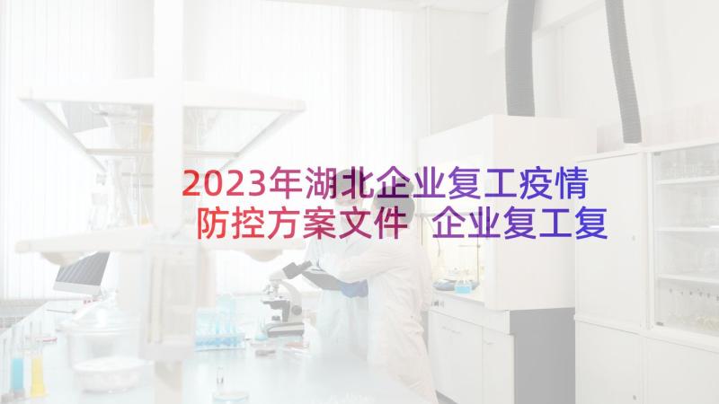 2023年湖北企业复工疫情防控方案文件 企业复工复产疫情防控的方案(精选5篇)