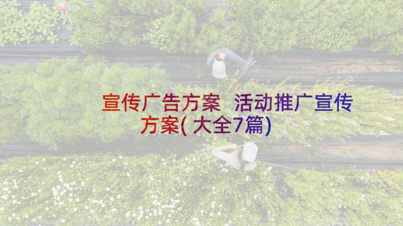 宣传广告方案 活动推广宣传方案(大全7篇)