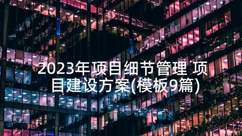 2023年项目细节管理 项目建设方案(模板9篇)