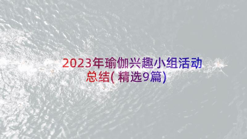 2023年瑜伽兴趣小组活动总结(精选9篇)