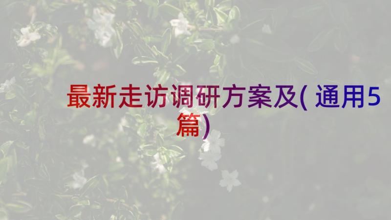 最新走访调研方案及(通用5篇)