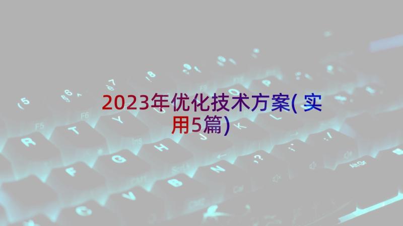 2023年优化技术方案(实用5篇)
