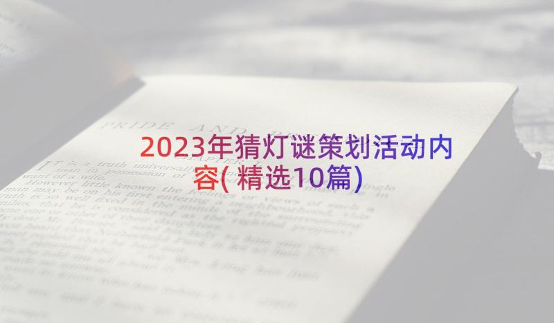 2023年猜灯谜策划活动内容(精选10篇)