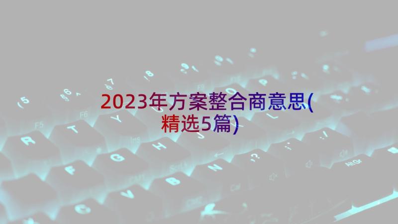 2023年方案整合商意思(精选5篇)