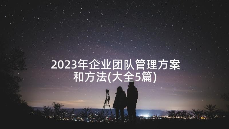 2023年企业团队管理方案和方法(大全5篇)