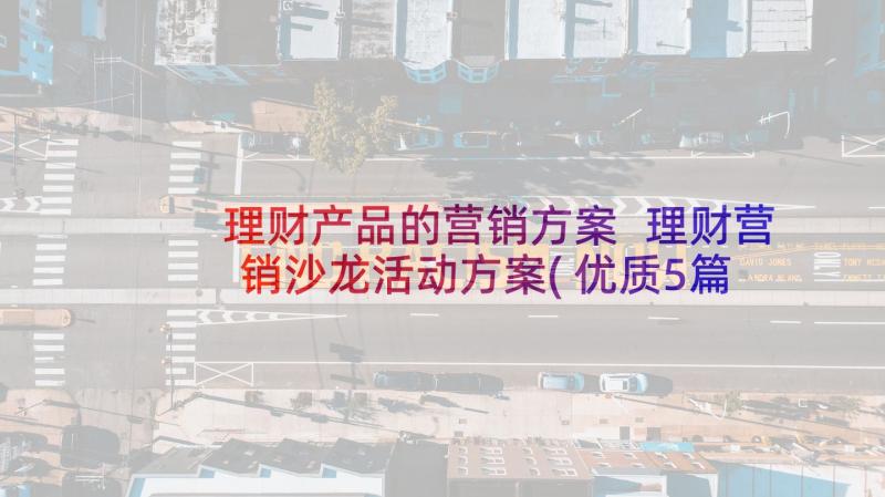 理财产品的营销方案 理财营销沙龙活动方案(优质5篇)