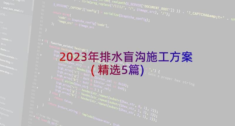 2023年排水盲沟施工方案(精选5篇)