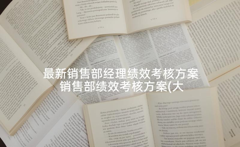 最新销售部经理绩效考核方案 销售部绩效考核方案(大全5篇)