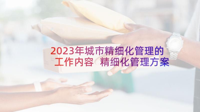 2023年城市精细化管理的工作内容 精细化管理方案(优质9篇)