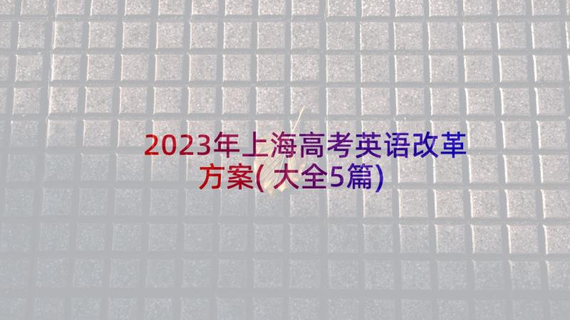 2023年上海高考英语改革方案(大全5篇)