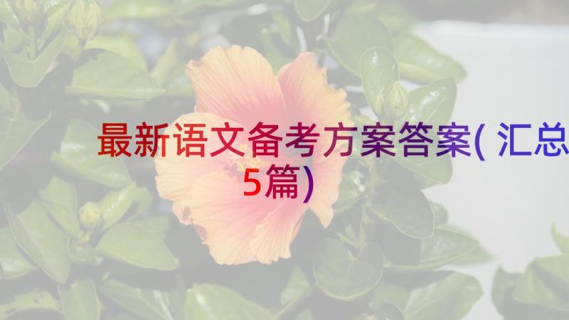 最新语文备考方案答案(汇总5篇)