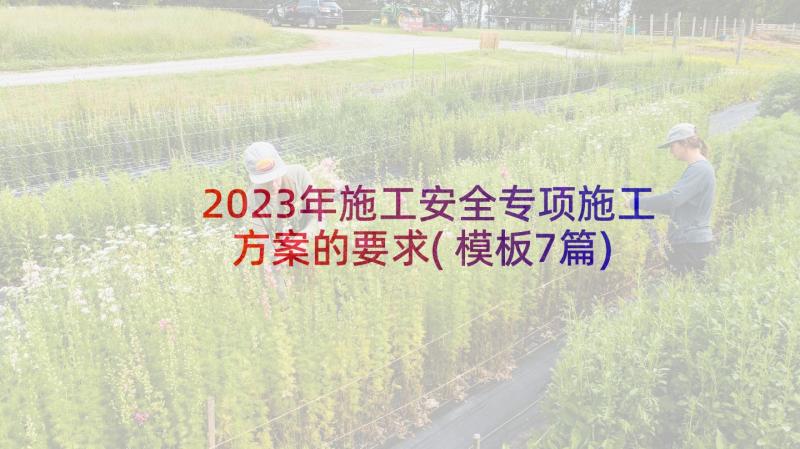 2023年施工安全专项施工方案的要求(模板7篇)