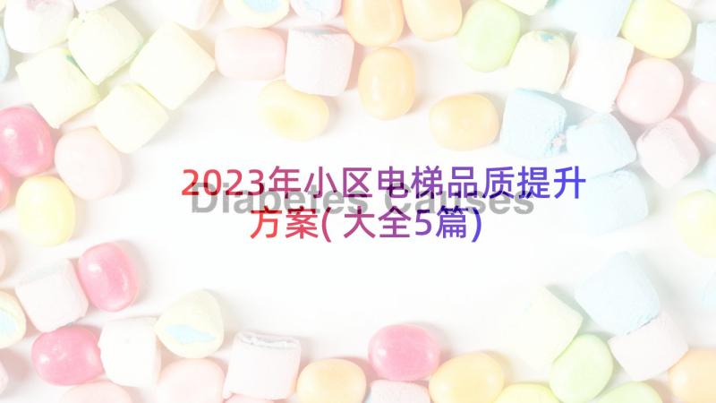 2023年小区电梯品质提升方案(大全5篇)