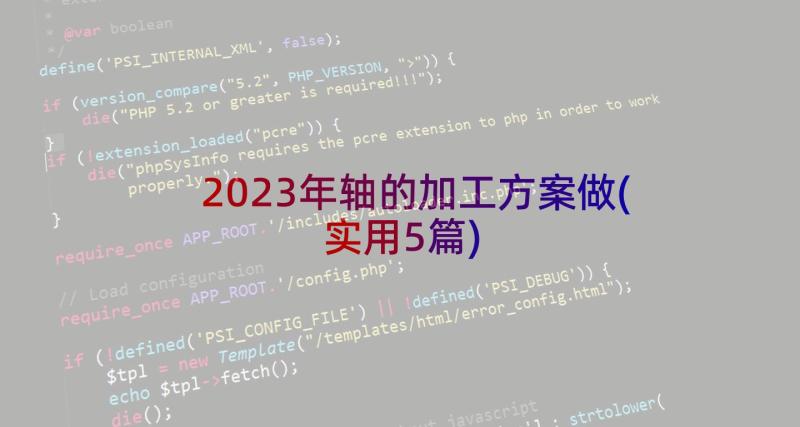 2023年轴的加工方案做(实用5篇)