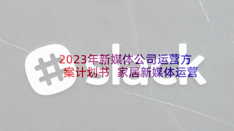 2023年新媒体公司运营方案计划书 家居新媒体运营方案(模板5篇)