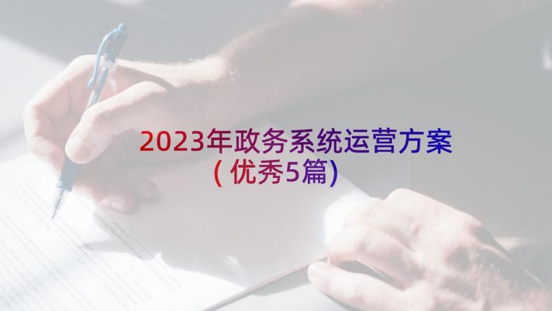 2023年政务系统运营方案(优秀5篇)