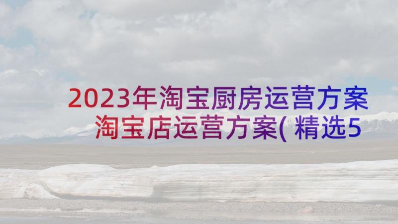 2023年淘宝厨房运营方案 淘宝店运营方案(精选5篇)