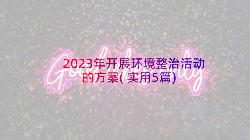 2023年开展环境整治活动的方案(实用5篇)