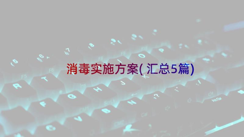 消毒实施方案(汇总5篇)