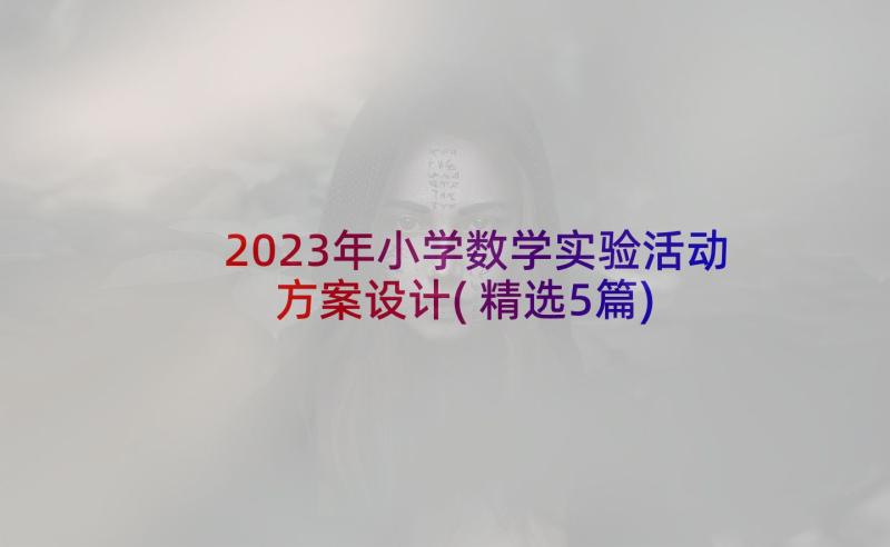 2023年小学数学实验活动方案设计(精选5篇)