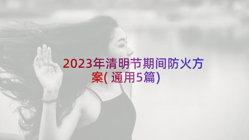 2023年清明节期间防火方案(通用5篇)