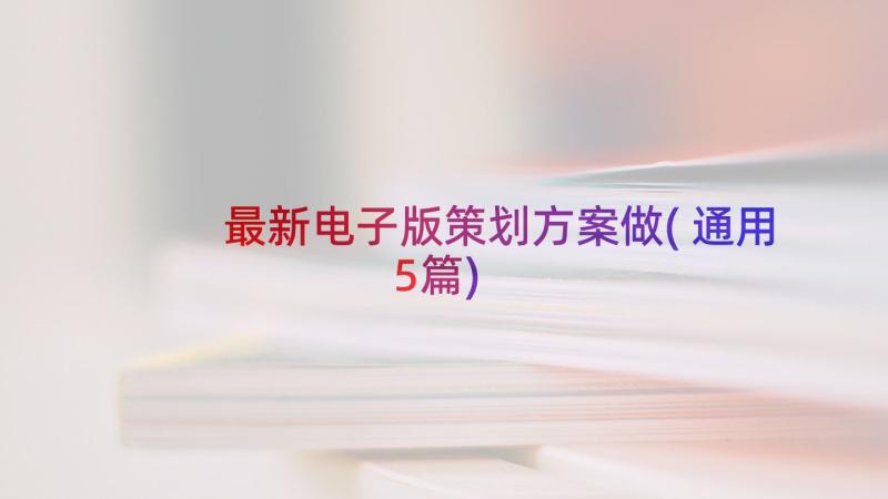 最新电子版策划方案做(通用5篇)