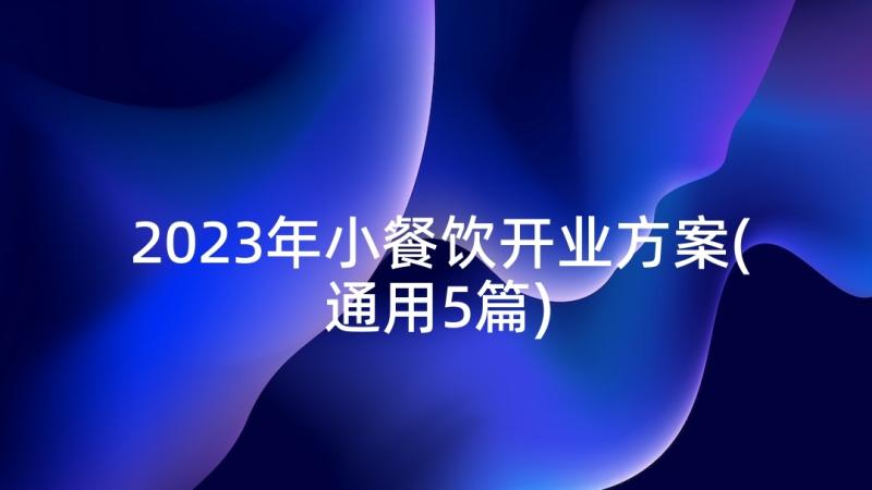 2023年小餐饮开业方案(通用5篇)