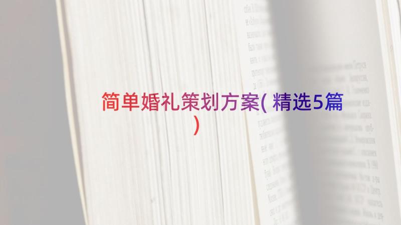 简单婚礼策划方案(精选5篇)