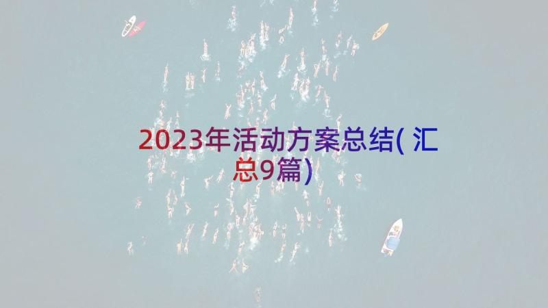 2023年活动方案总结(汇总9篇)