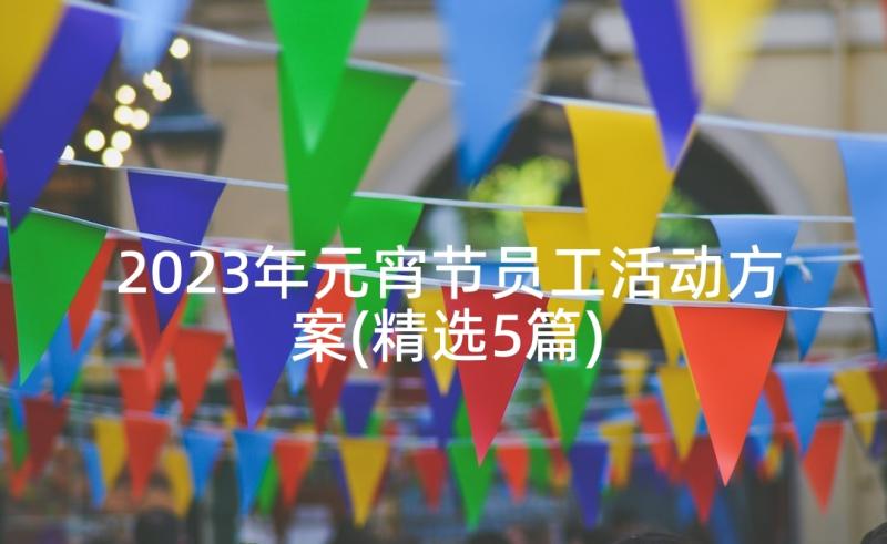 2023年元宵节员工活动方案(精选5篇)