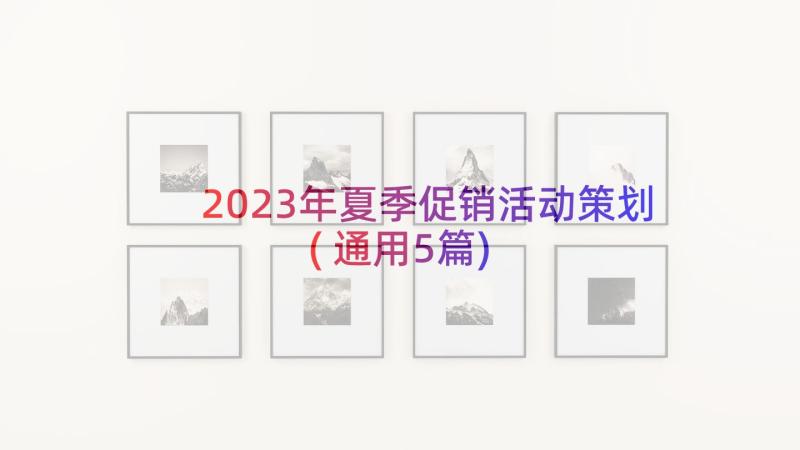 2023年夏季促销活动策划(通用5篇)