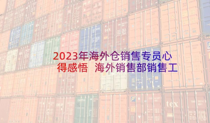 2023年海外仓销售专员心得感悟 海外销售部销售工作总结(精选5篇)