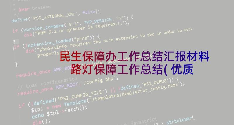 民生保障办工作总结汇报材料 路灯保障工作总结(优质5篇)