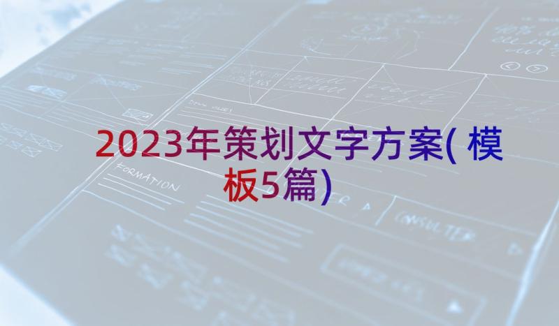 2023年策划文字方案(模板5篇)