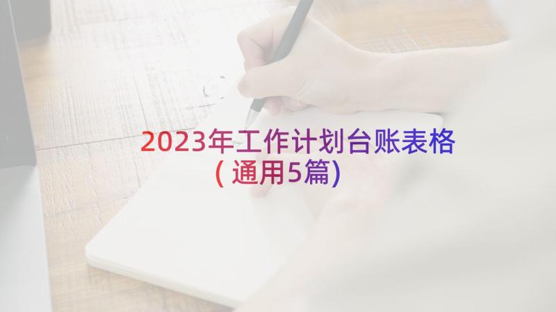 2023年工作计划台账表格(通用5篇)