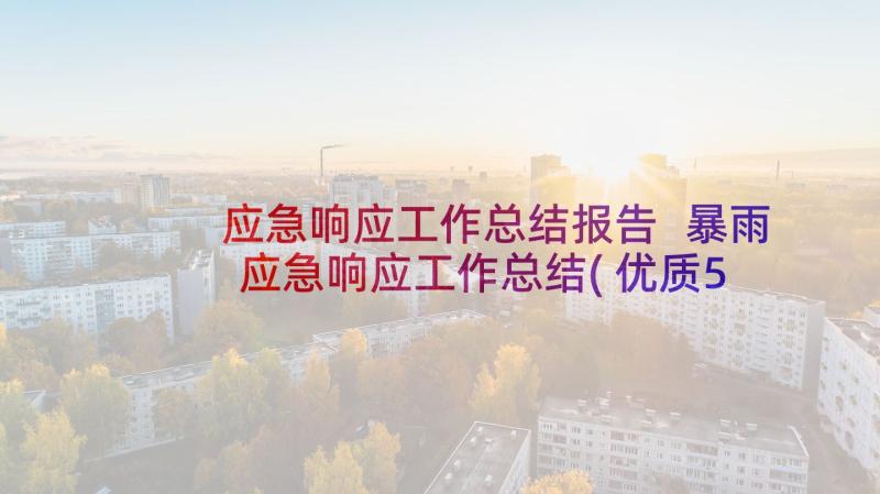 应急响应工作总结报告 暴雨应急响应工作总结(优质5篇)