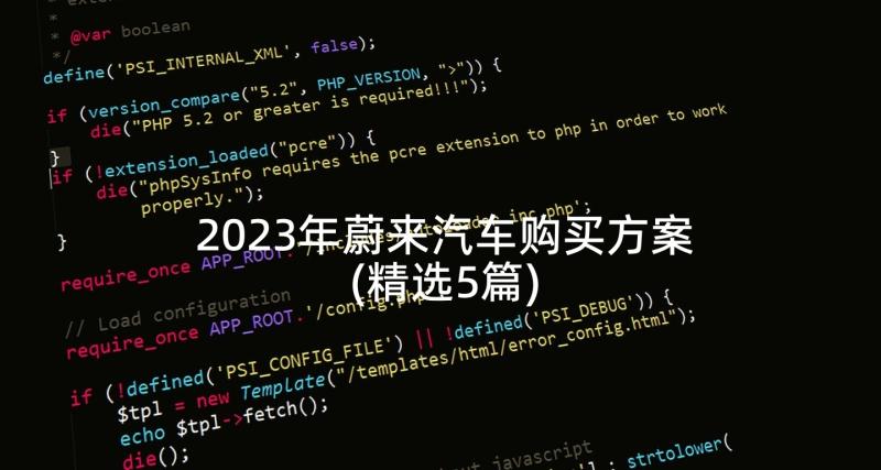 2023年蔚来汽车购买方案(精选5篇)