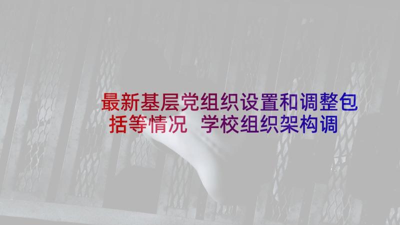 最新基层党组织设置和调整包括等情况 学校组织架构调整方案(通用5篇)