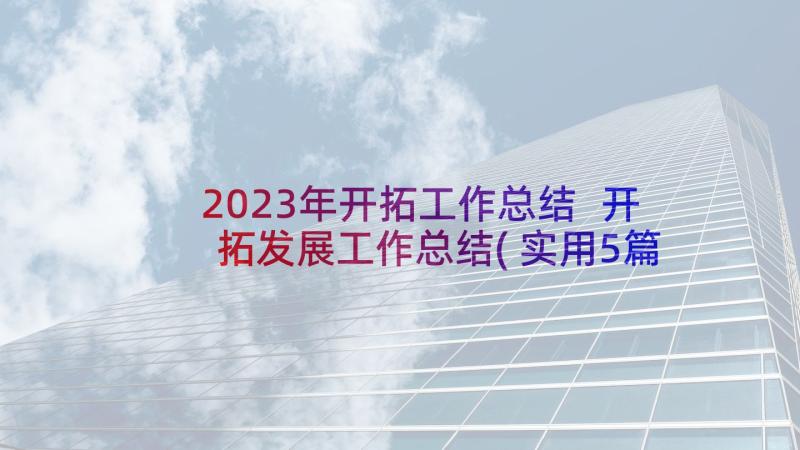 2023年开拓工作总结 开拓发展工作总结(实用5篇)