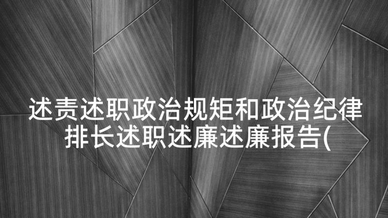 述责述职政治规矩和政治纪律 排长述职述廉述廉报告(通用5篇)