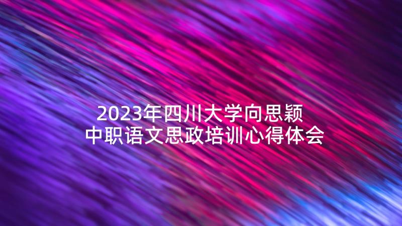 2023年四川大学向思颖 中职语文思政培训心得体会(大全6篇)